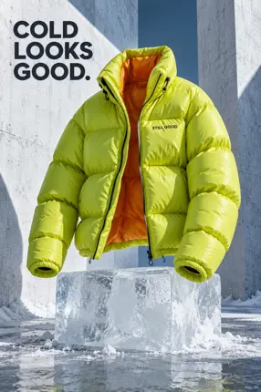 A vivid lime outerwear creative concept